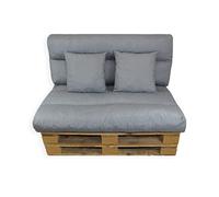Acomoda Textil - Cojines Sofá Palets 120x80 cm. Conjunto 4 Piezas Desenfundable, Lavable y Mullido de Tela para Interior y Exterior, NO Incluye PALETS (Gris)