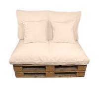 Acomoda Textil - Cojines Sofá Palets 2 Plazas Desenfundable y Lavable 120x80cm. Conjunto 4 Piezas Mullido Tela para Hogar, Jardín y Terraza NO Incluye PALETS (Beige)