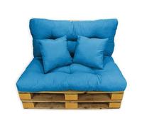 Acomoda Textil - Cojines Sofá Palets. Conjunto 4 Piezas para Palet, Asiento 120x80 cm + Respaldo + 2 Cojines. Cojín Cómodo y Elegante para Interior y Exterior. NO Incluye PALETS. (Azul)