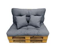 Acomoda Textil - Cojines Sofá Palets. Conjunto 4 Piezas para Palet, Asiento 120x80 cm + Respaldo + 2 Cojines. Cómodo y Elegante para Interior y Exterior. NO Incluye PALETS. (Gris Oscuro)