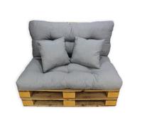 Acomoda textil - cojines sofá palets. conjunto 4 piezas para palet, asiento 120x80 cm + respaldo + 2 cojines. cómodo y elegante para interior y exterior. no incluye palets. (gris)