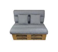 Acomoda textil - cojines sofá palets. conjunto 4 piezas para palet, asiento 120x80 cm + respaldo + 2 cojines. cómodo y elegante para interior y exterior. no incluye palets. (gris oscuro)