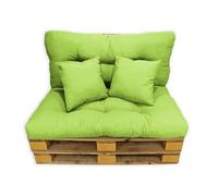 Acomoda Textil - Cojines Sofá Palets. Conjunto 4 Piezas para Palet, Asiento 120x80 cm + Respaldo + 2 Cojines. Cómodo y Elegante para Interior y Exterior. NO Incluye PALETS. (Pistacho)
