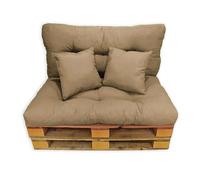 Acomoda Textil - Cojines Sofá Palets. Conjunto 4 Piezas para Palet, Asiento 120x80 cm + Respaldo + 2 Cojines. Elegante y Cómdo para Interior y Exterior, NO Incluye PALETS. (Arena)