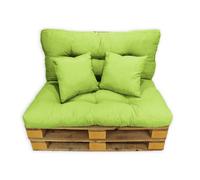 Acomoda textil - cojines sofá palets. conjunto 4 piezas para palet, asiento 120x80 cm + respaldo + 2 cojines. cómodo y elegante para interior y exterior. no incluye palets. (pistacho)