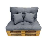 Acomoda textil - cojines sofá palets. conjunto 4 piezas para palet, asiento 120x80 cm + respaldo + 2 cojines. cómodo y elegante para interior y exterior. no incluye palets. (gris oscuro)