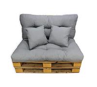 Acomoda Textil - Cojines Sofá Palets. Conjunto 4 Piezas para Palet, Asiento 120x80 cm + Respaldo + 2 Cojines. Cómodo y Elegante para Interior y Exterior, NO Incluye PALETS. (Gris)
