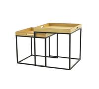 Acomoda Textil - Conjunto de 2 Mesitas Auxiliares de Madera. Set Mesas Nido para Café Cuadradas de Metal para Decoración en Salón, Dormitorio y Oficina. (Set 2 Mesas)