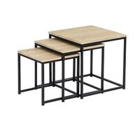 Acomoda textil - conjunto de 3 mesitas auxiliares de madera. set mesas nido para café cuadradas de metal para decoración en salón, dormitorio y oficina.