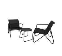 Acomoda Textil - Conjunto Jardín de 2 Sillones + Mesa de Acero Resistente, Decorativo y Ligero. Asiento para Exterior en Patio, Balcón y Terraza de Fácil Instalación. (Negro, 3 Piezas)