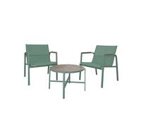 Acomoda textil - conjunto jardín de 2 sillones + mesa de acero resistente, decorativo y ligero. asiento para exterior en patio, balcón y terraza de fácil instalación. (verde, 3 piezas)