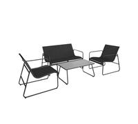 Acomoda Textil - Conjunto Jardín de Sofá + 2 Sillones + Mesa de Acero Resistente, Decorativo y Ligero. Asiento para Exterior en Patio, Balcón y Terraza de Fácil Instalación. (Negro, 4 Piezas)