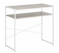 Acomoda Textil - Escritorio de Oficina con Tablero Acabado Madera y Estructura Metalica Estable. Mesa de Estudio y Trabajo para Ordenador, Dormitorio u Oficina en el Hogar.(40x75x77 cm, Blanco)