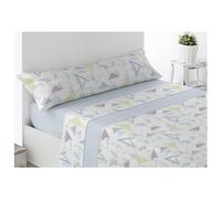 Acomoda Textil - Juego Sábanas Microfibra Cama Individual y Matrimonio, Bajera Ajustable, Encimera y Funda Almohada. Sábanas Estampadas Cómodas y Suave para Verano-Invierno. Arbeca Azul, Cama 90 cm