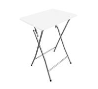 Acomoda textil - mesa auxiliar plegable de madera y aluminio 48x38x66 cm. mesa multifunción portátil, estable y resistente para cocina, terraza, jardín o patio. (blanco)