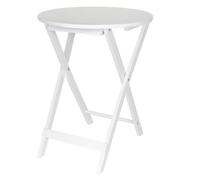 Acomoda Textil - Mesa Auxiliar Plegable Redonda de Madera para Salón, Dormitorio o Terraza. Mesita Auxiliar Ligera y Funcional de Diseño Compacto, Fácil de Guardar y Transportar 49,5x40x40 cm(Blanco)