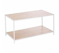 Acomoda Textil - Mesa de Centro con Estante Inferior para Salon y Hogar, Mueble Auxiliar Estilo Moderno con Estructura Metalica Estable y Tablero Madera MDF para Uso Diario. (Blanco, 78x38x38 cm)