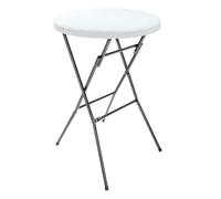 Acomoda textil - mesa de coctel redonda portátil para jardín y terraza. mesa blanca plegable de interior y exterior, resistente y duradera para fiestas y celebraciones 80x110 cm.