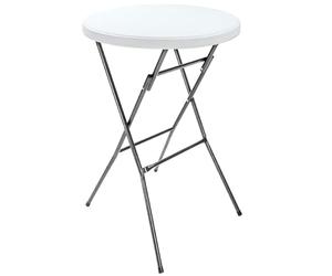 Acomoda Textil - Mesa de Coctel Redonda Portátil para Jardín y Terraza. Mesa Blanca Plegable de Interior y Exterior, Resistente y Duradera para Fiestas y Celebraciones 80x110 cm.