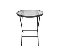 Acomoda Textil - Mesa Plegable de Acero para Interior y Exterior Antracita. Mesa de Cristal Estable y Resistente para Jardín, Balcón, Terraza y Patio 60x70 cm.