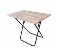 Acomoda Textil - Mesa Plegable Multiusos con Estructura Metalica y Tablero Madera. Mesa Auxiliar Antideslizante y Resistente para Cocina Salon, Dormitorio Oficina o Estudio. (Madera/Dark, 73x52x75 cm)