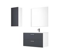 Acomoda Textil - Mueble de Baño Completo con Módulo, Lavabo, Grifo y Espejo. Diseño Moderno, Funcional y Compacto para Organización Espacio y Comodidad en el Hogar. (Modelo 02 60 cm, Antracita)