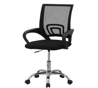 Acomoda Textil - Silla de Oficina Ergonómica con Respaldo de Malla y Asiento Tapizado Altura Regulable Base Resistente con Ruedas y Diseño Moderno para Hogar o Despacho. (81-90x52x59 cm, Negro)
