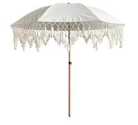 Acomoda Textil - Sombrilla de Playa Ø180x215 cm con Flecos, Parasol Boho Exterior con Protección UV30+, Sombrilla Ligera con Bolsa de Transporte para Jardín Terraza Playa