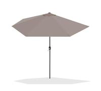 Acomoda Textil - Sombrilla Jardín Media Luna con Forro Anti UV. Parasol de Aluminio con Manivela, Toldo Semicircular con 135x270 cm para Terraza, Jardín y Patio. (Topo)