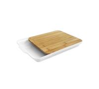 Acomoda Textil - Tabla de Cortar de Bambú para Cocina. Bandeja de Madera Resistente para Picar, Trocear y Servir. (Tabla con Bandeja, 37,5x24x3,5 cm)