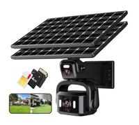 ACOMOK Cámaras de seguridad solares 4K/8MP de doble lente 360°PTZ cámara solar inalámbrica para exteriores para seguridad del hogar con tarjeta SIM 4G (tarjeta Pro de 8 MP 64 g)