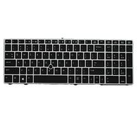 Acompatible Teclado de repuesto para laptop HP EliteBook 8560p/ProBook 6560b 6565b 6570b 6575b con puntero sin retroiluminación (marco plateado)