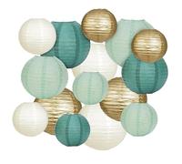ACOMTUO 15 Piezas Linternas de Papel Decorativas,Faroles de Papel Decorativos,Lampara Papels Redonda para Bodas, Fiestas de Cumpleaños, Fiestas de Jardín, Color Verde Salvia