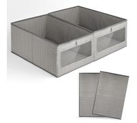 ACOMTUO 2 Piezas Cajas de Almacenaje Plegables, 44 * 30 * 20cm, Organizador Armario con Ventana Transparente, Organizador de Armario de Tela, para Dormitorio, Salón