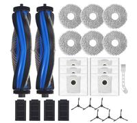 ACOMTUO 25 Accesorios para ECOVACS DEEBOT T50 PRO Omni/T50 Omni/T50,2 Cepillos Principales, 6 Almohadillas de Limpieza, 6 Bolsas para el polvo, 6 Cepillos Laterales, 4 Filtros, 1 Cepillo de Limpieza
