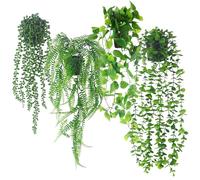 ACOMTUO 4 Piezas Planta Artificial Colgante, Planta Artificial con Macetas, Plantas Artificiales Decorativas Hiedra Artificial Exterior para Inicio Habitación Pared Estantería Interio