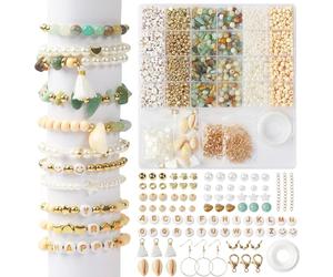 ACOMTUO Cuentas De Piedras Naturales DIY Pulsera Kit, 1650 Cuentas Para Hacer Pulseras Y Collares, Abalorios para Hacer Pulseras, Manualidad Regalo, Incluye Accesorios, Ideal Para Niños Y Adultos