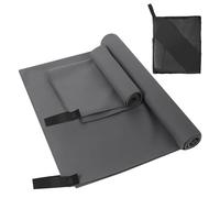 ACOMTUO Toalla Microfibra Juego de 2, 76x152cm Toalla Gym + 80x40 CM Toalla Pequeña, Toalla Microfibra Gimnasio, Toalla Playa Microfibra para Playa, Camping, Yoga y Sauna(Gris Oscuro)