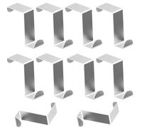 ACONDE 10 ganchos para puerta de acero inoxidable, sin taladrar, ganchos en Z, ganchos reversibles, 45 mm, para armario de cocina, puerta de armario, puerta de habitación, color plateado