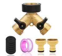 ACONDE Brass Tap Manifold Hose Splitter, Conector de válvula en Forma de Y, Adaptador de Divisor de Grifo, 2 Way 3/4 Washing Machine Connector with Individual On/Off Valves, Distribuidor de Agua