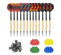 ACONDE Dardos Punta de Plastico Set: 12 Dardos con Punta de Plástico 24 Plumas Extra para Dardos 100 Puntas de Dardo - para Deportes y Ocio