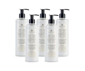 Acondicionador Capilar Protector Prija con Extracto de Nuez Verde para Todo Tipo de Cabello, Nutre y Suaviza el Cabello y lo Protege de Agresores Externos con Dosificador 5 x 380ml