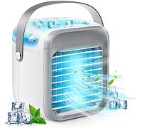 Acondicionador de aire portátil, ventilador de enfriador personal, 3 en 1 evaporativo con tanque de agua de gran capacidad, silencioso Mini acondicionador de escritorio ventilador de refrigeración