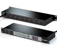 Acondicionador de potencia de 10 tomas, 3000 W 1U para montaje en rack para equipos de audio, sistema de sonido de cine en casa, 8 interruptores independientes, protector de sobretensiones