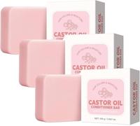 Acondicionador en Barra de Aceite de Ricino, Champú en Barra Sólido, Acondicionador Antifrizz, Nutritivo y Calmante, Limpia y Reduce el Frizz, Para Todo Tipo de Cabello