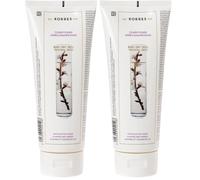 Acondicionador Natural KORRES Almendra y Linaza (cabello seco) 200ml Sin siliconas ni parabenos, Apto para Veganos, No testado en animales (Paquete de 2)