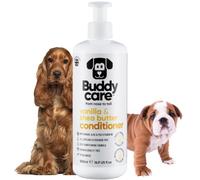 Acondicionador para Perros Buddycare con Vainilla y Manteca de Karité (500ml) con Aloe Vera, Aceite de Argán y Pro Vitamina B5 para Desenredar Nudos y Aliviar la Piel Sensible e Irritada