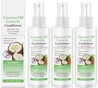 Acondicionador sin enjuague de aceite de coco, desenredante e hidratante con vitamina E, protege contra las puntas abiertas y aporta brillo.