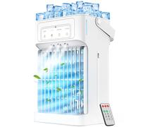 Acondicionadores portátiles de doble motor, unidad de CA portátil 3 en 1, mini aire acondicionado portátil para habitación, enfriador de aire evaporativo con control remoto, 3 niebla, 3 velocidades, 7