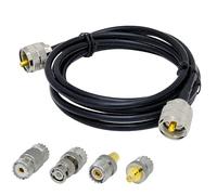 ACONRFTOL RG58 UHF Cable UHF macho a UHF macho RG58 cable 2 m + 4 UHF adaptador, PL259 RG58, cable de extensión de baja pérdida para SO239 CB Radio Amateurfunk Antennen Analizador SWR-Meter de dos